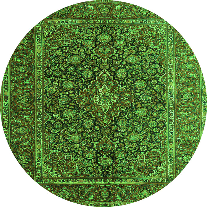 Square Medallion Green Traditional Rug, tr105grn