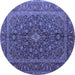 Round Medallion Blue Traditional Rug, tr105blu