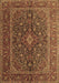 Machine Washable Medallion Brown Traditional Rug, wshtr105brn