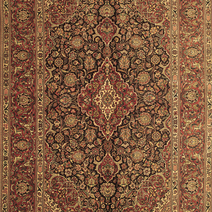 Machine Washable Medallion Brown Traditional Rug, wshtr105brn