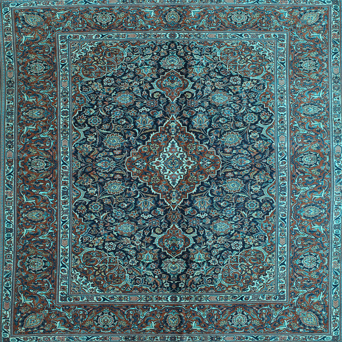 Square Medallion Light Blue Traditional Rug, tr105lblu