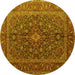 Round Medallion Yellow Traditional Rug, tr105yw