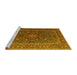 Sideview of Machine Washable Medallion Yellow Traditional Rug, wshtr105yw