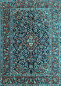 Medallion Light Blue Traditional Rug, tr105lblu