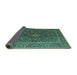 Sideview of Medallion Turquoise Traditional Rug, tr105turq