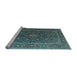 Sideview of Machine Washable Medallion Light Blue Traditional Rug, wshtr105lblu