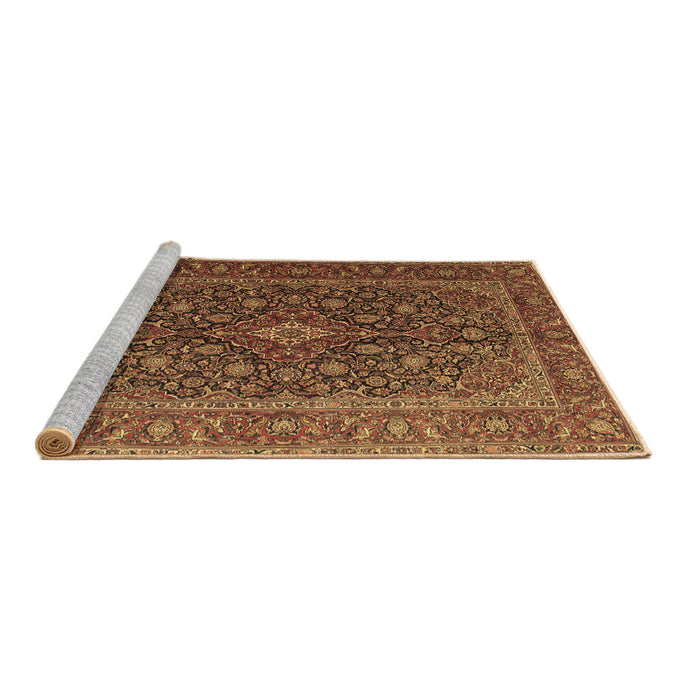 Sideview of Machine Washable Medallion Brown Traditional Rug, wshtr105brn