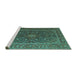 Sideview of Machine Washable Medallion Turquoise Traditional Area Rugs, wshtr105turq