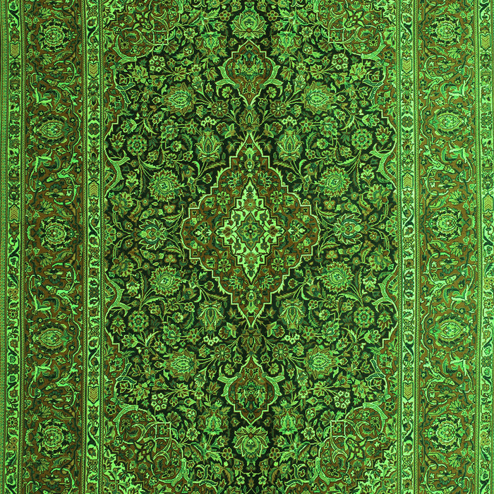 Serging Thickness of Machine Washable Medallion Green Traditional Area Rugs, wshtr105grn