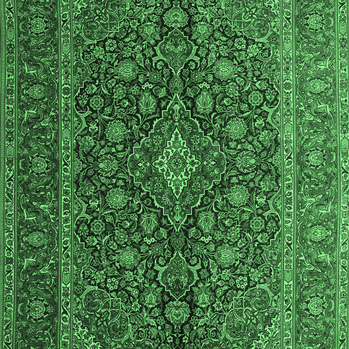 Machine Washable Medallion Emerald Green Traditional Area Rugs, wshtr105emgrn