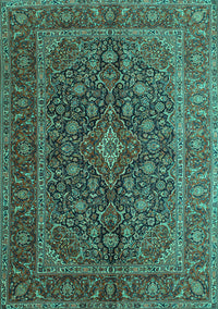 Medallion Turquoise Traditional Rug, tr105turq