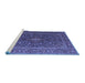 Sideview of Machine Washable Medallion Blue Traditional Rug, wshtr105blu