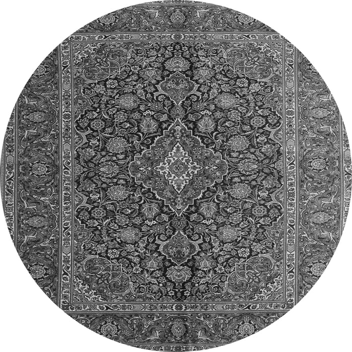 Machine Washable Medallion Gray Traditional Rug, wshtr105gry