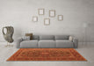 Machine Washable Medallion Orange Traditional Area Rugs in a Living Room, wshtr105org