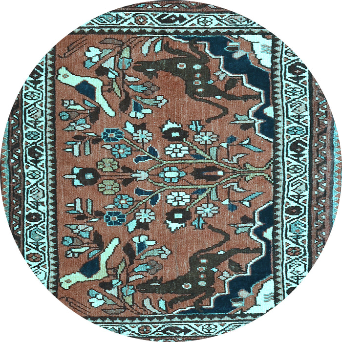 Round Machine Washable Persian Light Blue Traditional Rug, wshtr1060lblu
