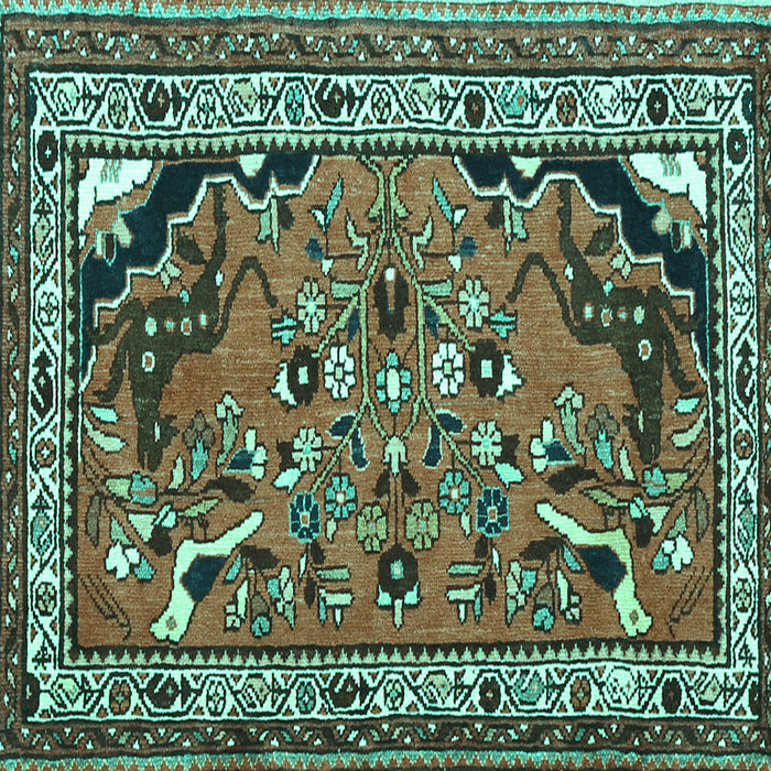 Square Machine Washable Persian Turquoise Traditional Area Rugs, wshtr1060turq