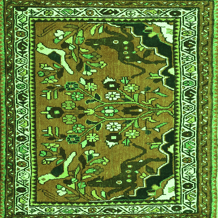 Round Machine Washable Persian Green Traditional Area Rugs, wshtr1060grn