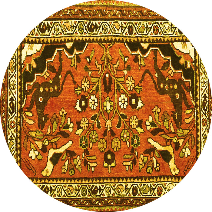 Round Persian Yellow Traditional Rug, tr1060yw