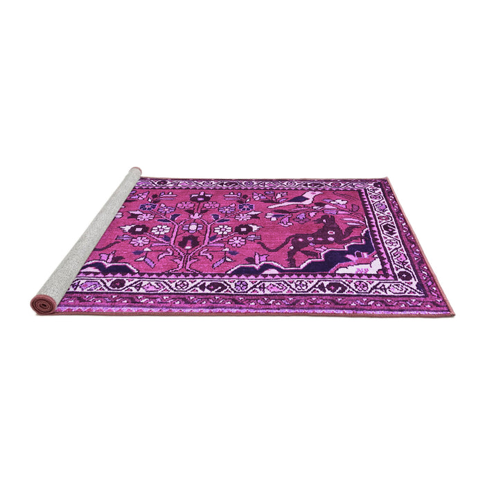 Sideview of Machine Washable Persian Purple Traditional Area Rugs, wshtr1060pur