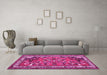 Machine Washable Persian Pink Traditional Rug in a Living Room, wshtr1060pnk