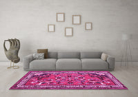 Machine Washable Persian Pink Traditional Rug, wshtr1060pnk