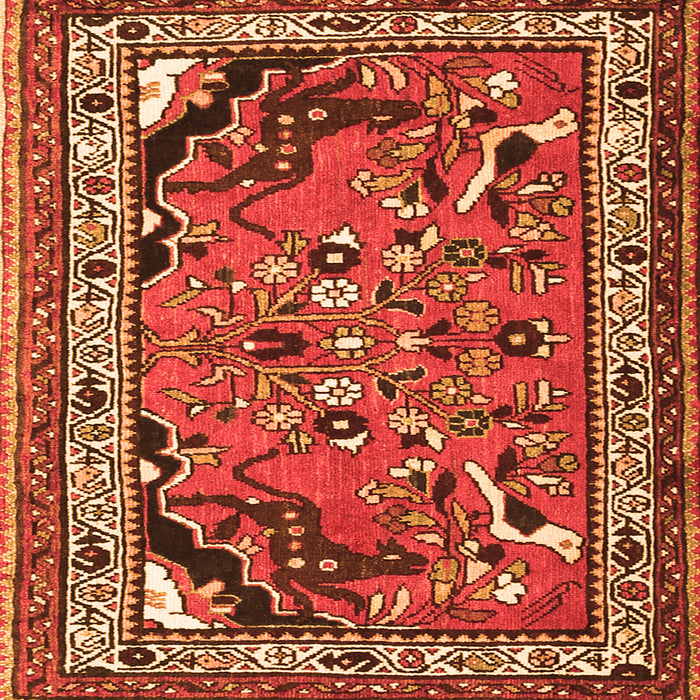 Round Machine Washable Persian Orange Traditional Area Rugs, wshtr1060org
