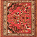 Round Machine Washable Persian Orange Traditional Area Rugs, wshtr1060org