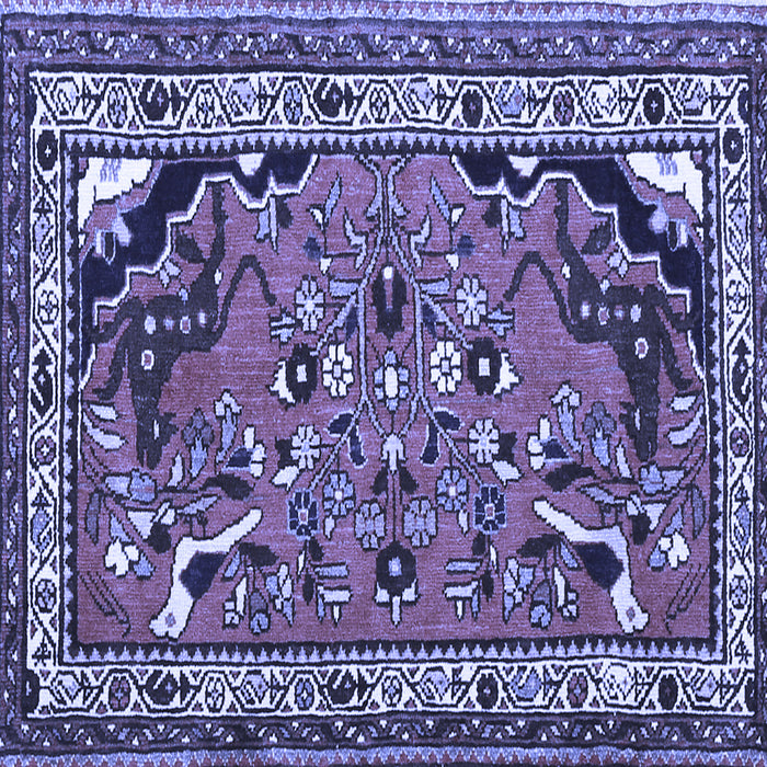 Square Machine Washable Persian Blue Traditional Rug, wshtr1060blu