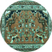 Round Persian Turquoise Traditional Rug, tr1060turq