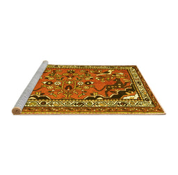 Sideview of Machine Washable Persian Yellow Traditional Rug, wshtr1060yw