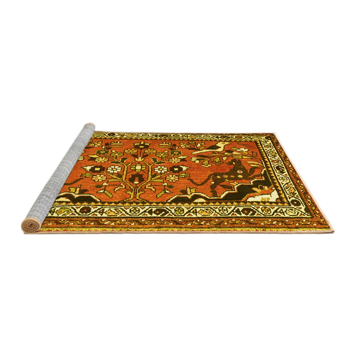 Sideview of Machine Washable Persian Yellow Traditional Rug, wshtr1060yw