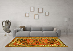 Machine Washable Persian Yellow Traditional Rug in a Living Room, wshtr1060yw