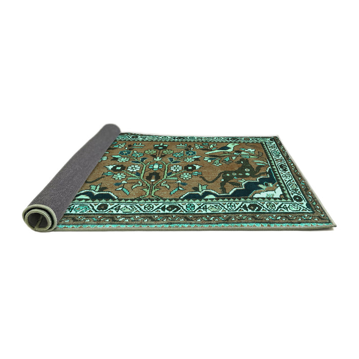 Sideview of Persian Turquoise Traditional Rug, tr1060turq