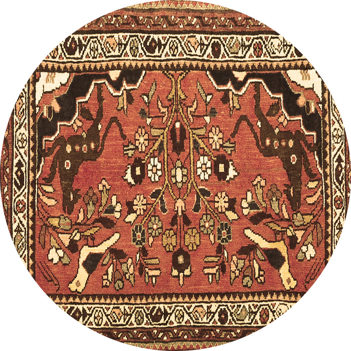 Round Machine Washable Persian Brown Traditional Rug, wshtr1060brn