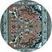 Round Persian Light Blue Traditional Rug, tr1060lblu