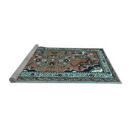 Sideview of Machine Washable Persian Light Blue Traditional Rug, wshtr1060lblu