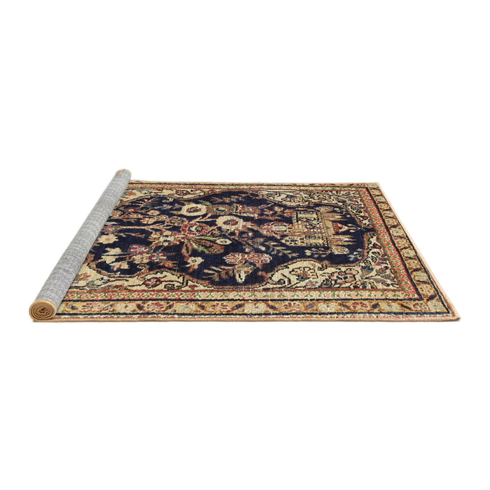 Sideview of Machine Washable Traditional Sepia Brown Rug, wshtr1061