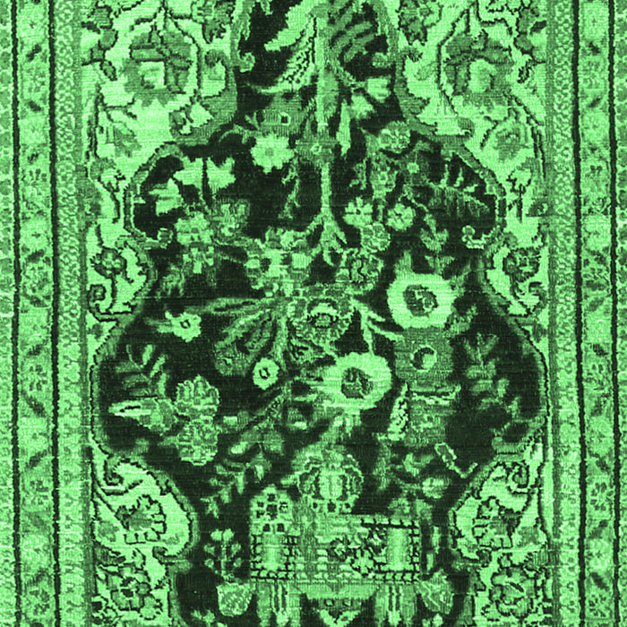 Machine Washable Persian Emerald Green Traditional Area Rugs, wshtr1061emgrn