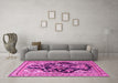 Machine Washable Persian Pink Traditional Rug in a Living Room, wshtr1061pnk