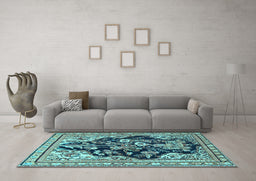 Machine Washable Persian Light Blue Traditional Rug in a Living Room, wshtr1061lblu