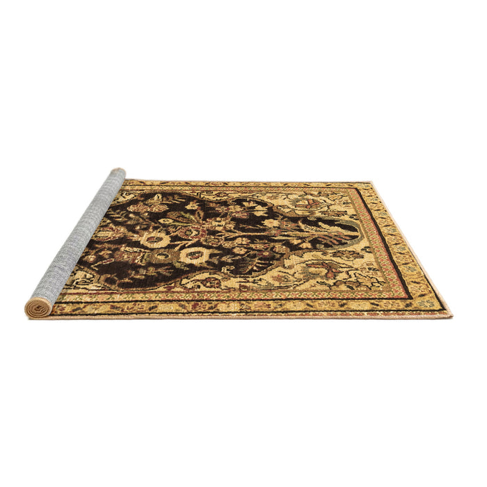 Sideview of Machine Washable Persian Brown Traditional Rug, wshtr1061brn