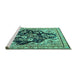 Sideview of Machine Washable Persian Turquoise Traditional Area Rugs, wshtr1061turq