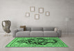 Machine Washable Persian Emerald Green Traditional Area Rugs in a Living Room,, wshtr1061emgrn