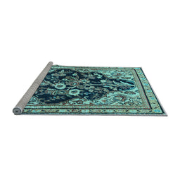 Sideview of Machine Washable Persian Light Blue Traditional Rug, wshtr1061lblu