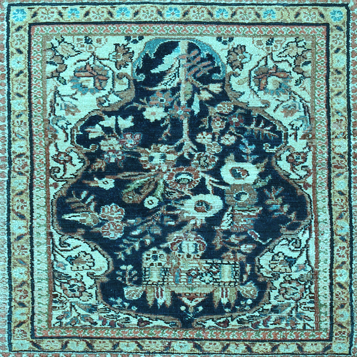 Square Machine Washable Persian Light Blue Traditional Rug, wshtr1061lblu