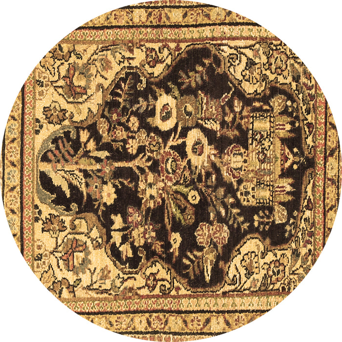 Round Machine Washable Persian Brown Traditional Rug, wshtr1061brn