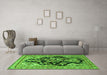 Machine Washable Persian Green Traditional Area Rugs in a Living Room,, wshtr1061grn