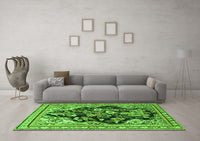 Machine Washable Persian Green Traditional Rug, wshtr1061grn