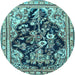 Round Persian Light Blue Traditional Rug, tr1061lblu