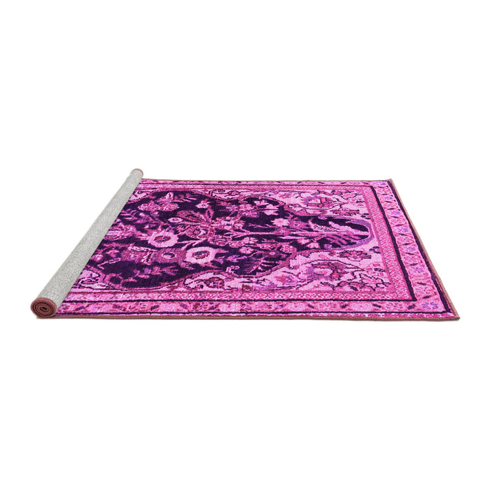 Sideview of Machine Washable Persian Pink Traditional Rug, wshtr1061pnk